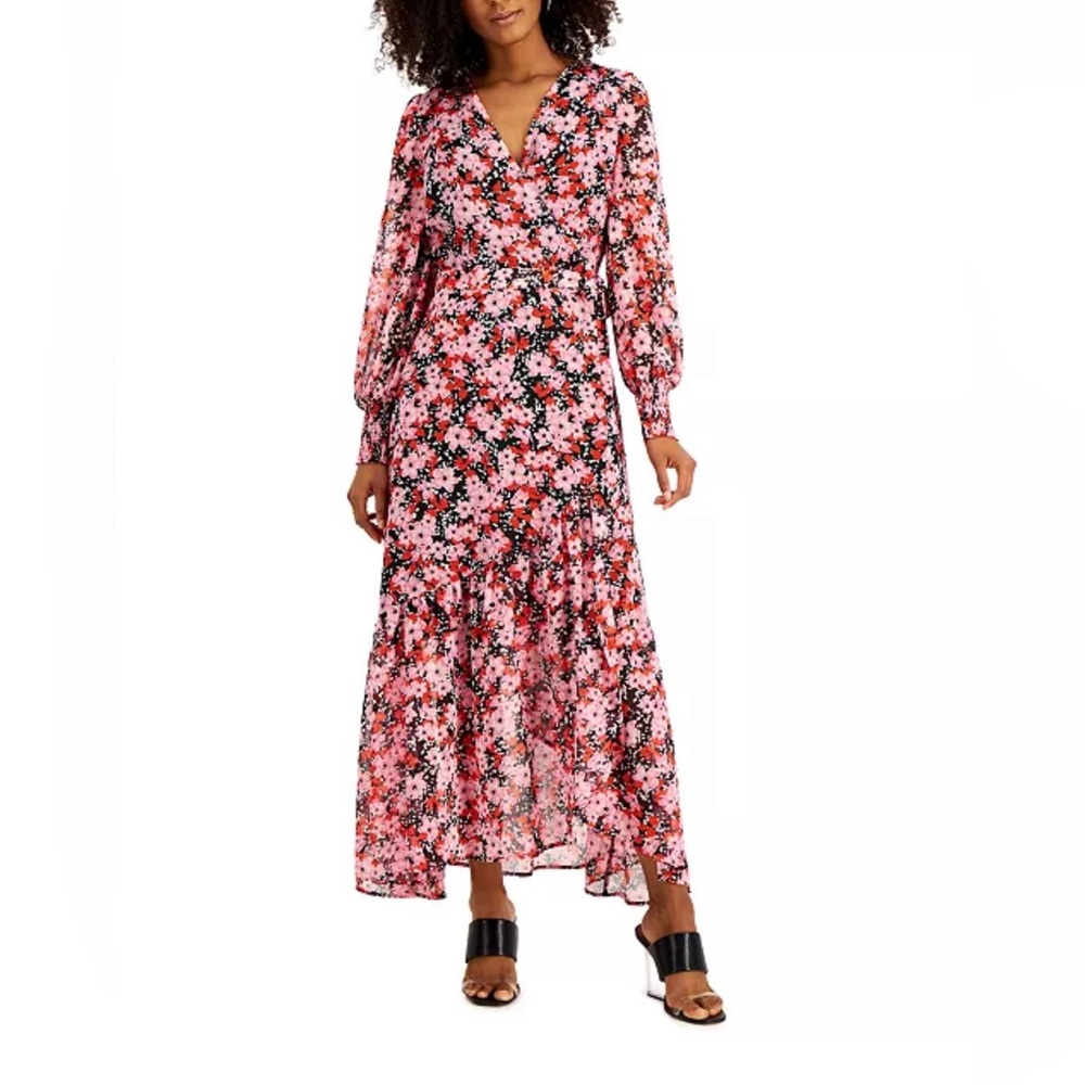 Bar lll Floral Kentucky Derby Maxi Wrap Dress Size M